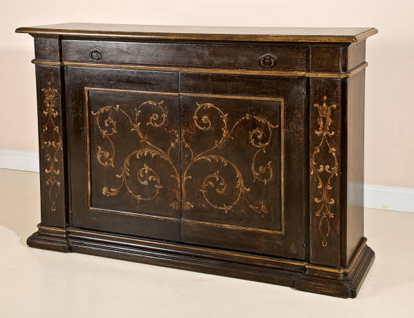 PM-3300 Tuscan Sideboard - black w/ gold decs.