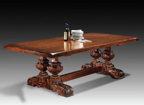 GV-823 Trestle Table w/ Hand Hewn Plank Top