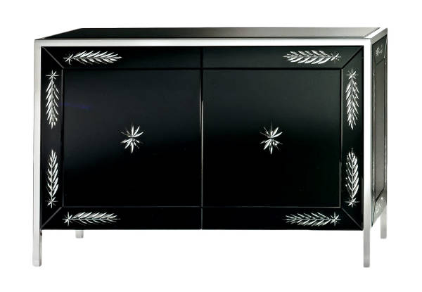 AV-6000-B Black Mirrored Sideboard