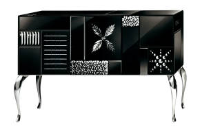 AV-7000-B Black Mirrored Sideboard