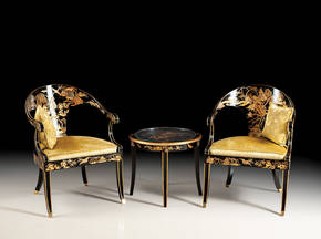 GL-1864-SET Chinoiserie Table and Chairs