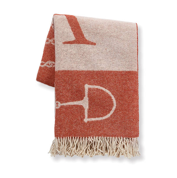 AB-1705-003-ORG Equestrian Themed Cashmere Throw
