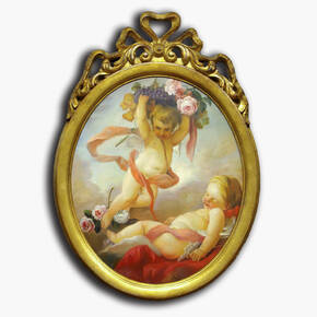 AN-10-45 Original oil painting with frame - Cherubs