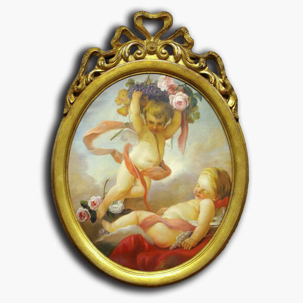 AN-10-45 Original oil painting with frame - Cherubs