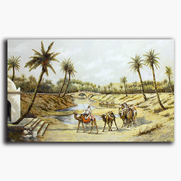 AN-13-35 Original oil painting - Desert oasis