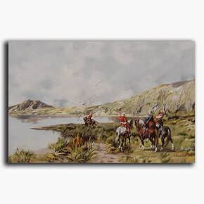 AN-13-86 Original oil painting - Scenic men and horses