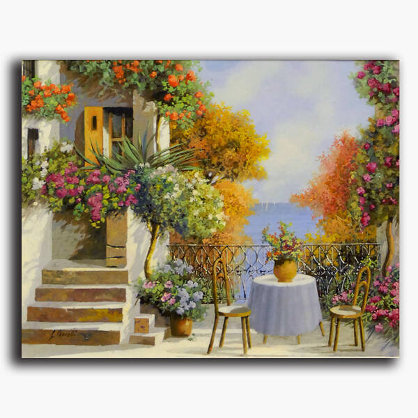AN-18-269 Original oil painting - Terrace overlook