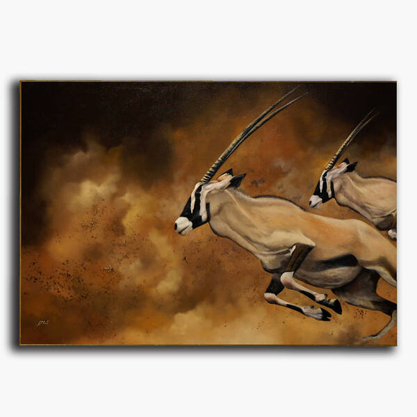 AN-1-64 Original oil painting - Thomson's gazelles
