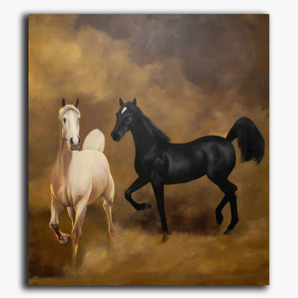 AN-1-80 Original oil painting - Arabian horses