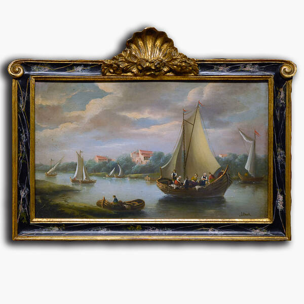 AN-6-45 Original oil painting with frame - Ships and Sails