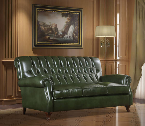 OR-249-3S Traditional Leather Sofa