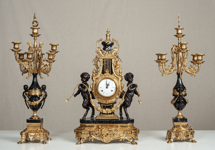 F-9B-62B-SET Clock and Candelabra Set – David Michael Furniture