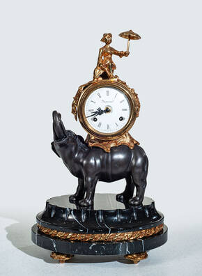 F-OB-62 Black Marble Elephant Clock