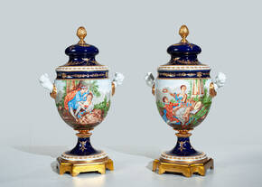 MG-11716-SET Hand Painted Porcelain Urns