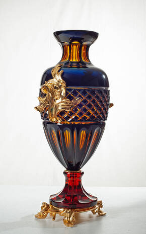 V-1303 Vase Diamond Amber and Blue