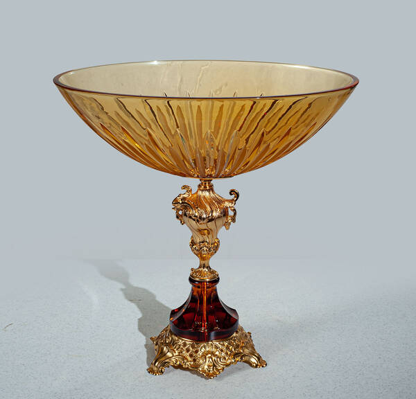 V-1443 Amber Oval Crystal Compote