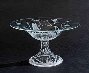 VE-BU-691-3 Etched Crystal Fruit Bowl