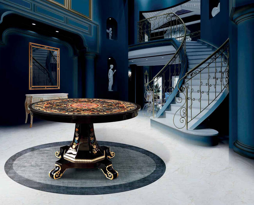 MN-156 Intarsia Dining Table in Erable Nero