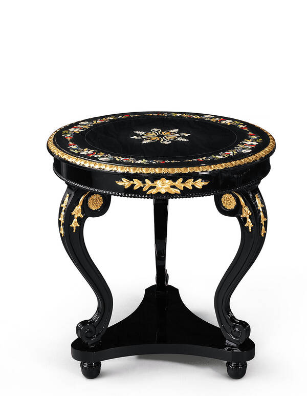 MN-207 Round Italian Intarsia Side Table