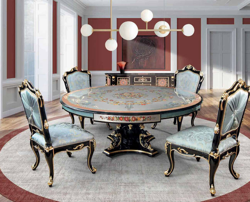 MN-822 Italian Intarsia Dining Table