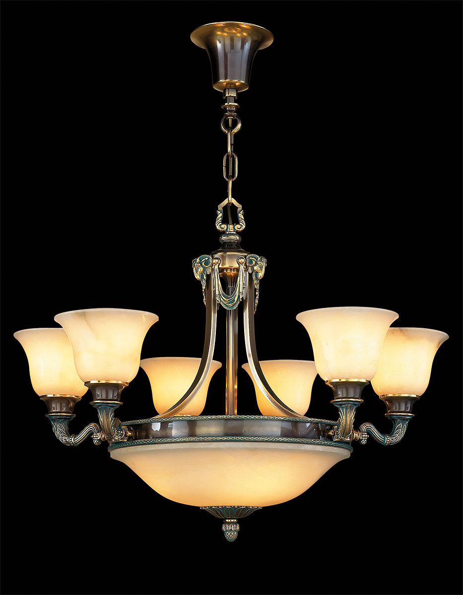 M-18696 White Alabaster Chandelier - Image 1