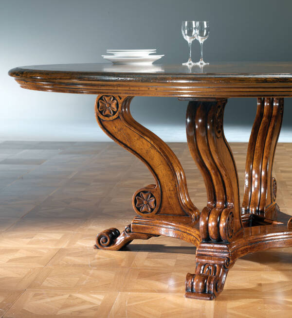 GV-805-72 Round Dining Table w/ Sunburst Inlay