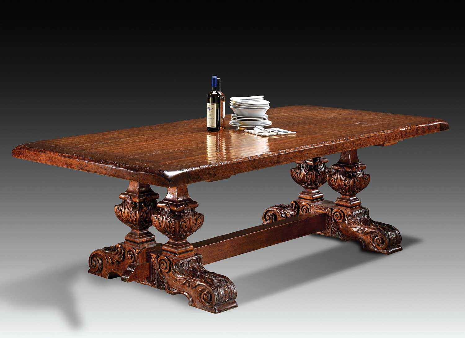 GV-823 Trestle Table w/ Hand Hewn Plank Top - Image 1