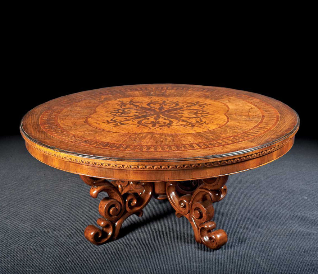 Carved Italian Tuscan dining table with rich wood finish