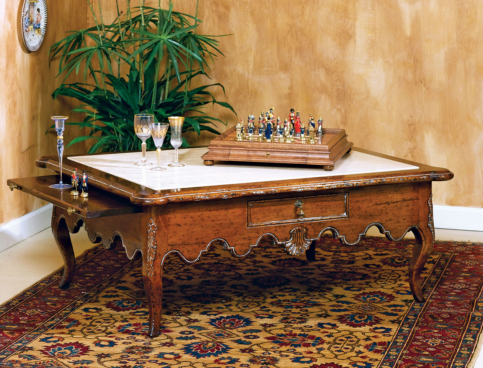 B-13 Coffee Table with Travertine Top - Image 1