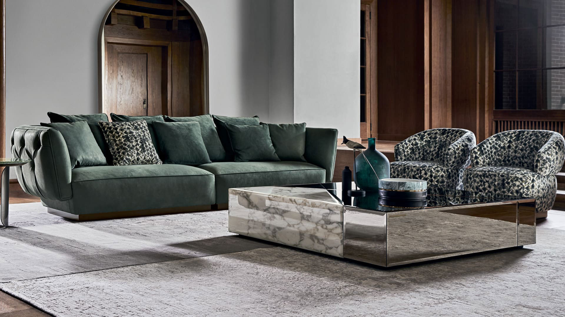 OP-830 Marble and Mirror Coffee Table - Image 2