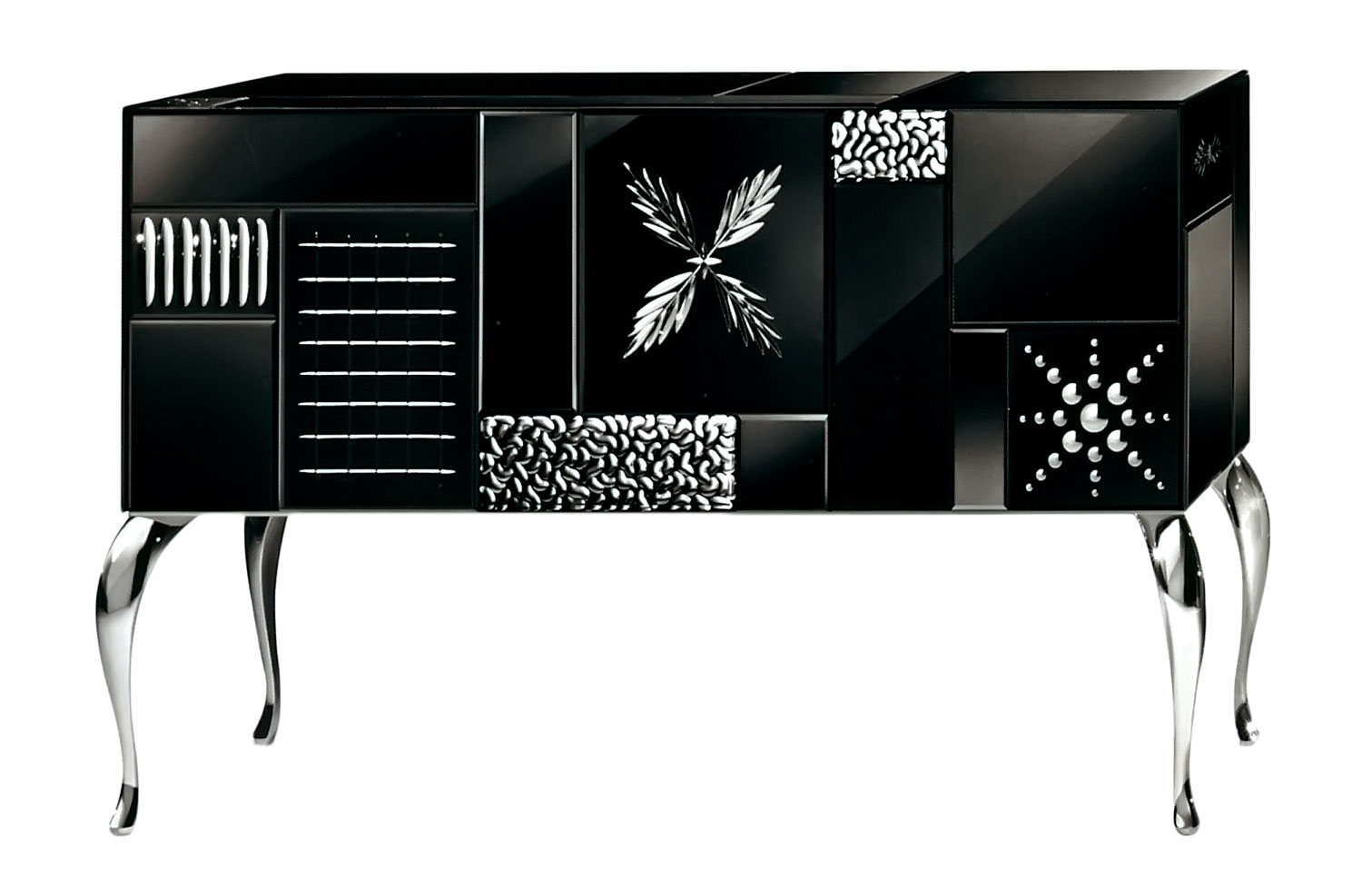 AV-7000-B Black Mirrored Sideboard - Image 1