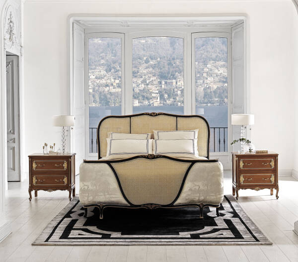 AC-110409-C19 Louis XV Bed with Vienna Straw Panels