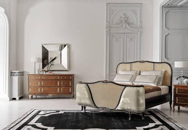 AC-110409-C19 Louis XV Bed with Vienna Straw Panels