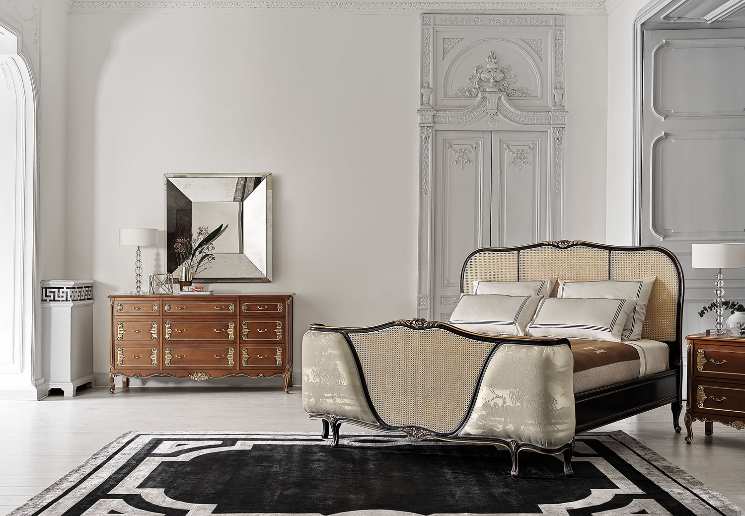 AC-110409-C19 Louis XV Bed with Vienna Straw Panels - Image 4