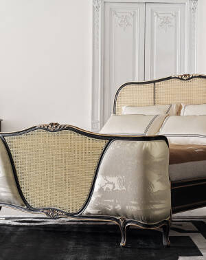 AC-110409-C19 Louis XV Bed with Vienna Straw Panels - Image 3