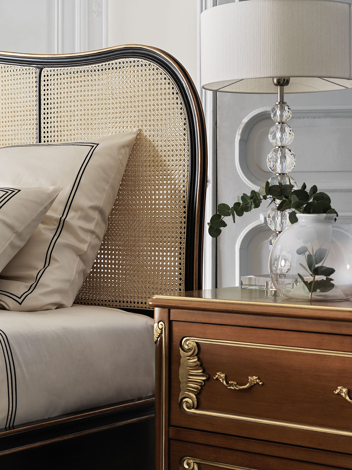 AC-110409-C19 Louis XV Bed with Vienna Straw Panels - Image 2