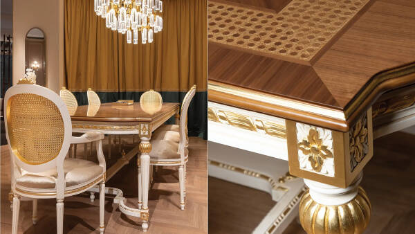 AC-3559-R32C Louis XVI Inlaid Dining Table