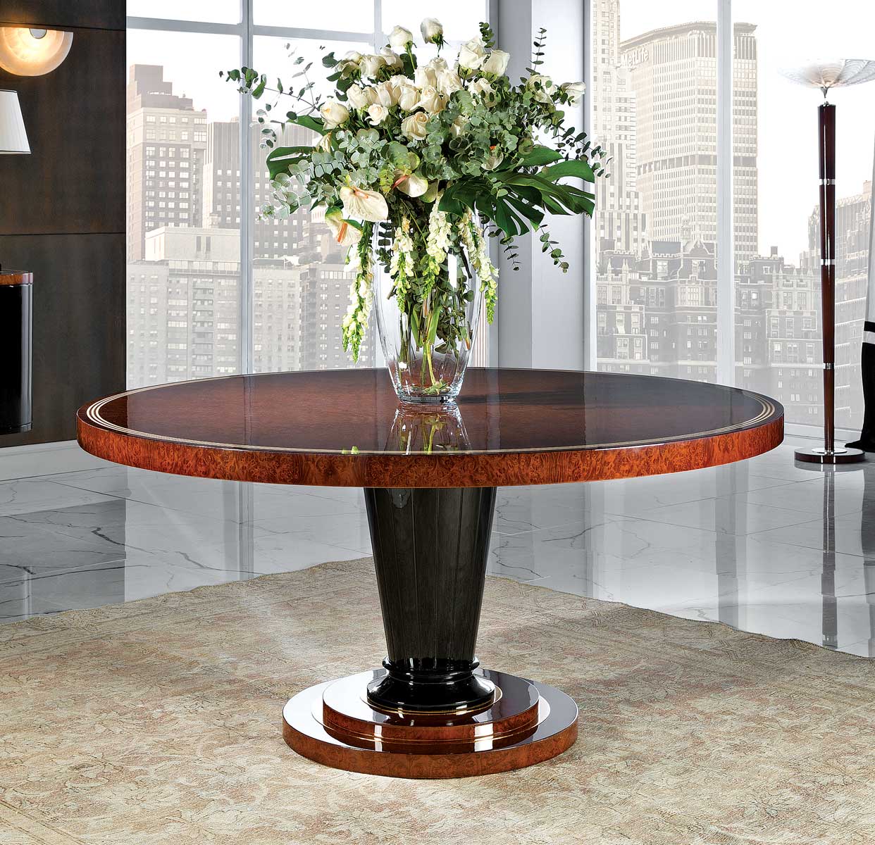 TM-105 Burl Veneer Round Dining Table - Image 1