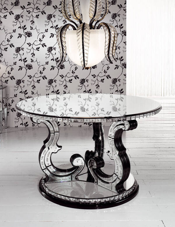 AV-2007 Round Mirrored Dining Table