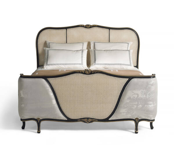 AC-110409-C19 Louis XV Bed with Vienna Straw Panels