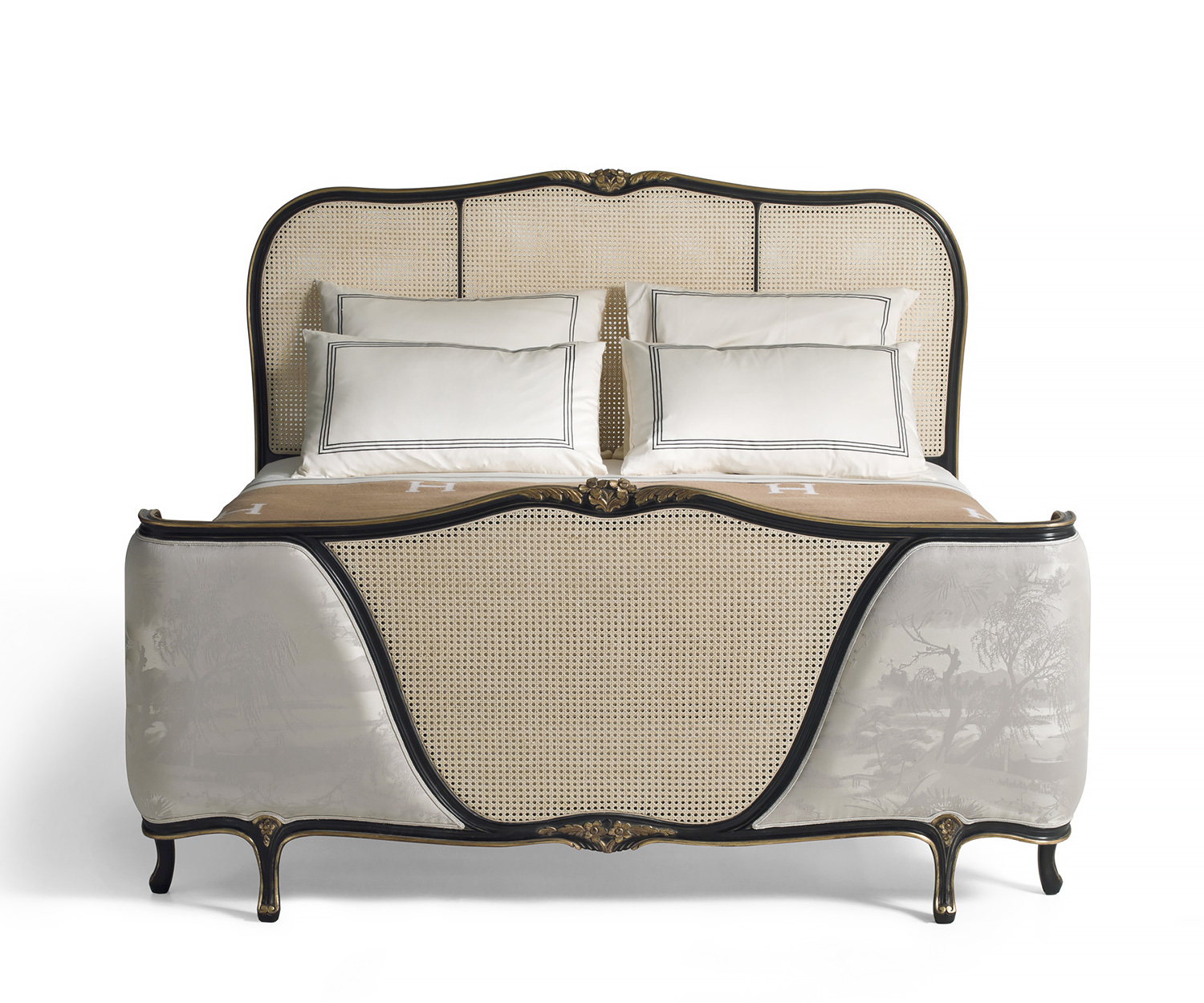 AC-110409-C19 Louis XV Bed with Vienna Straw Panels - Image 6