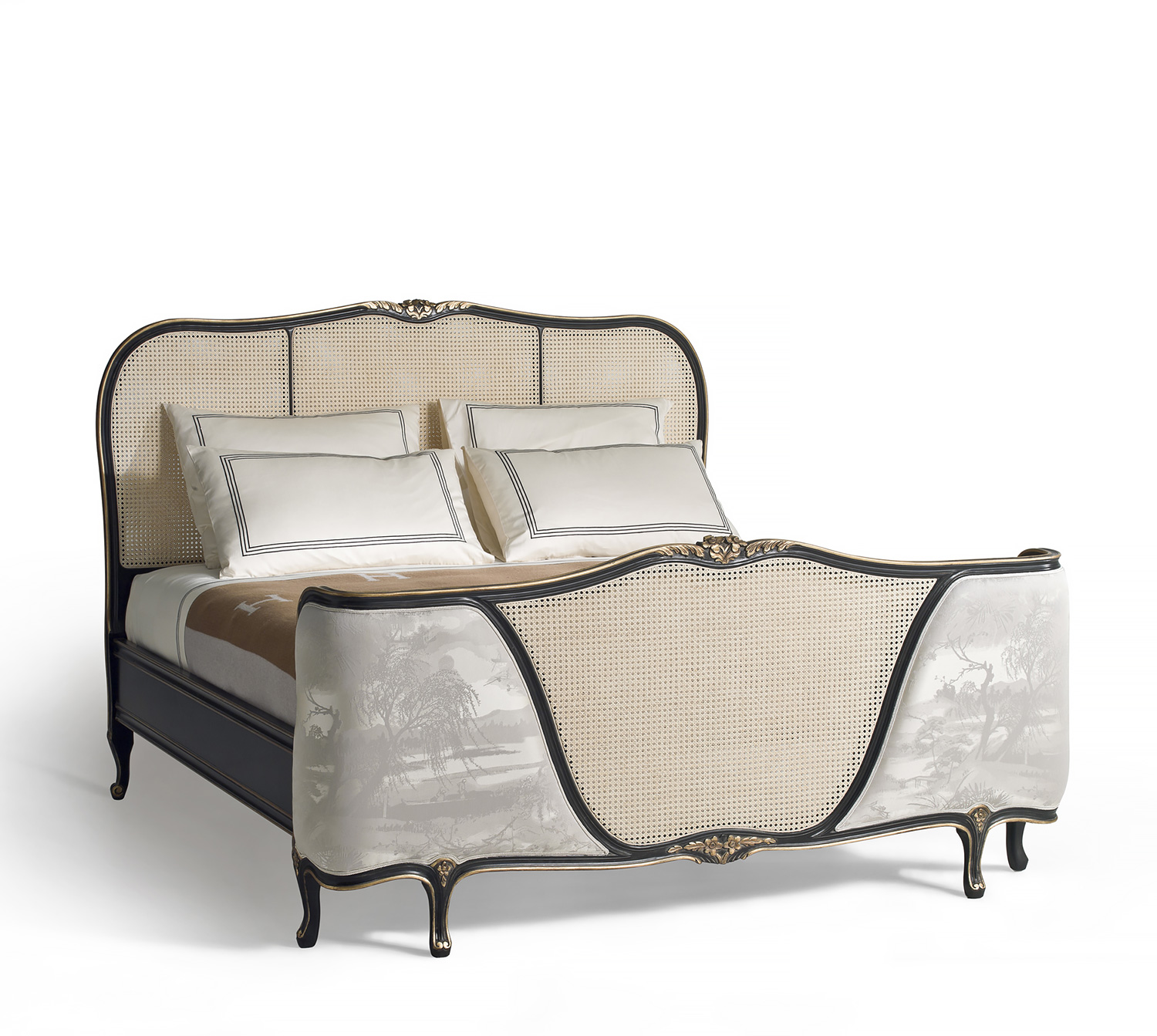 AC-110409-C19 Louis XV Bed with Vienna Straw Panels - Image 1