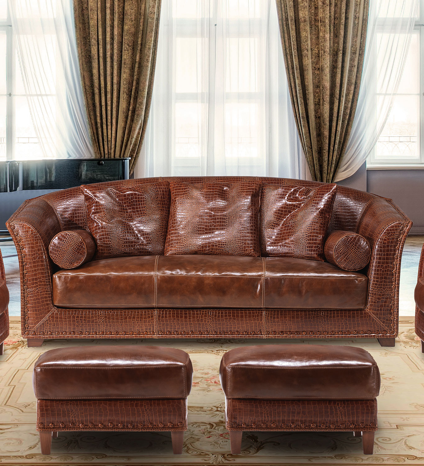 OR-237-3S Transitional Leather Sofa - Image 1