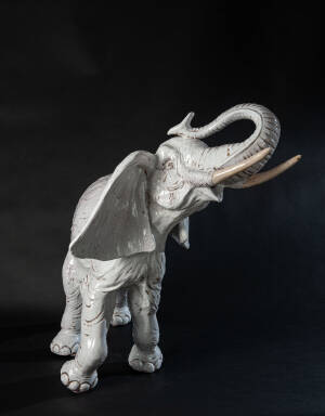 CEC-28 White Terracotta Elephant - Image 2
