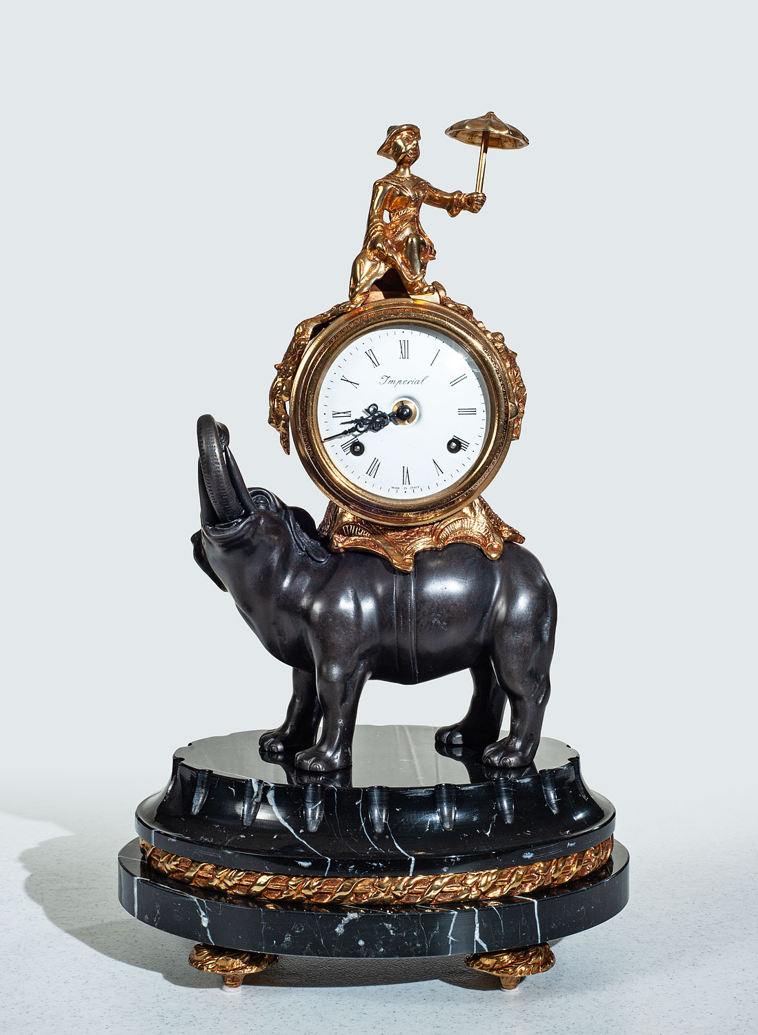F-OB-62 Black Marble Elephant Clock - Image 1