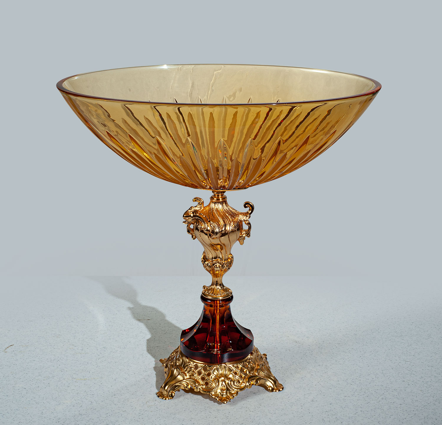 V-1443 Amber Oval Crystal Compote - Image 1