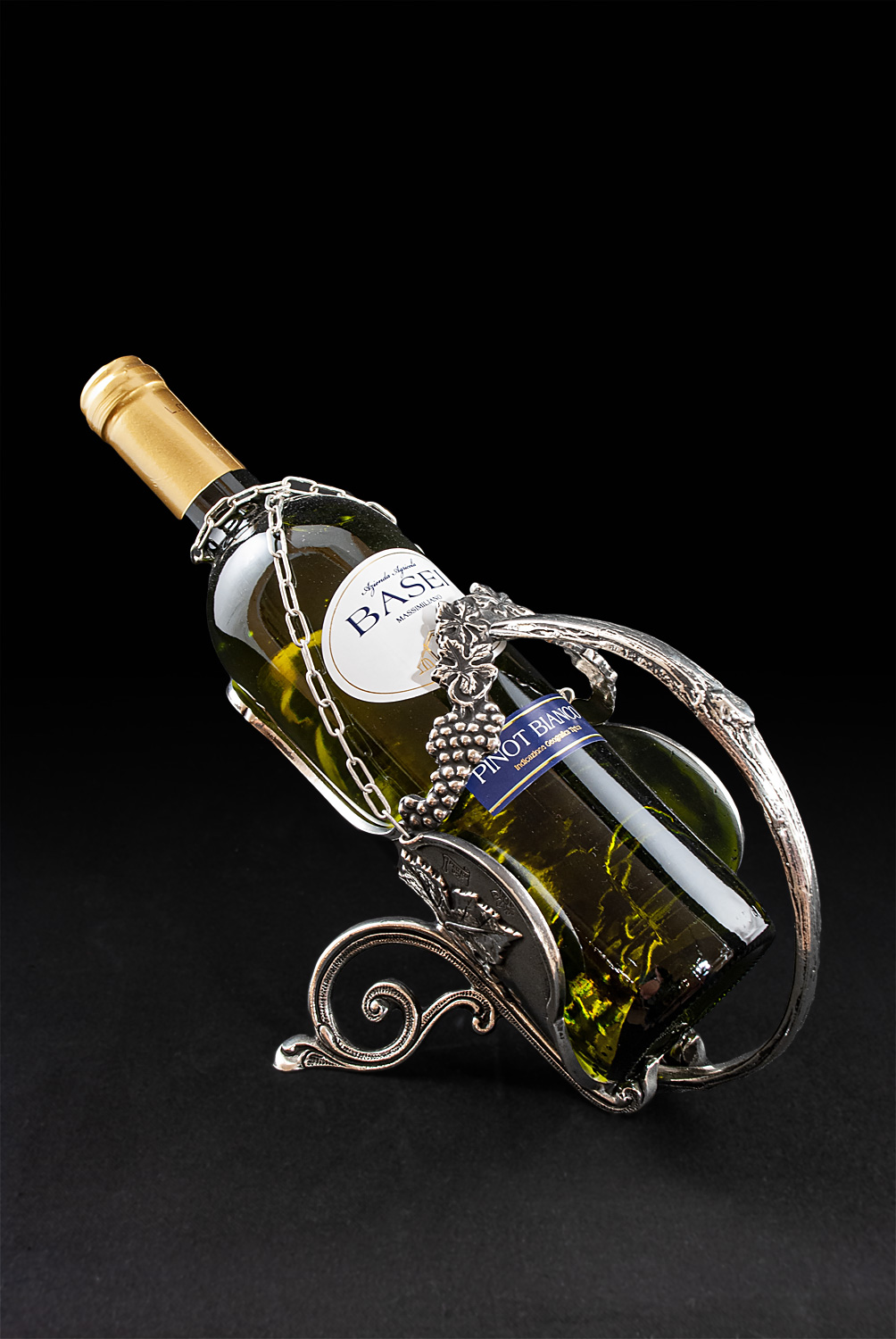 CDP-1113-1 Pewter Wine Bottle Caddy - Image 1