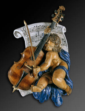 CEC-583-A Pair of Cherub Violinist Terracotta Plaques - Image 2
