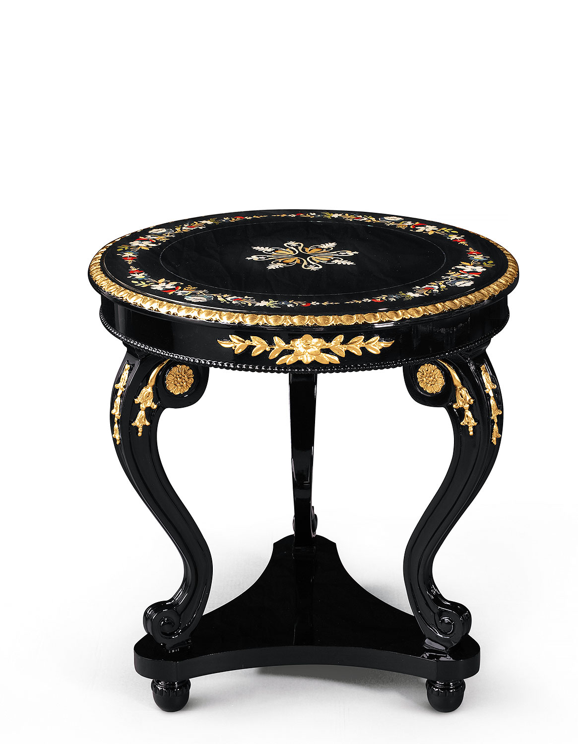 MN-207 Round Italian Intarsia Side Table - Image 1