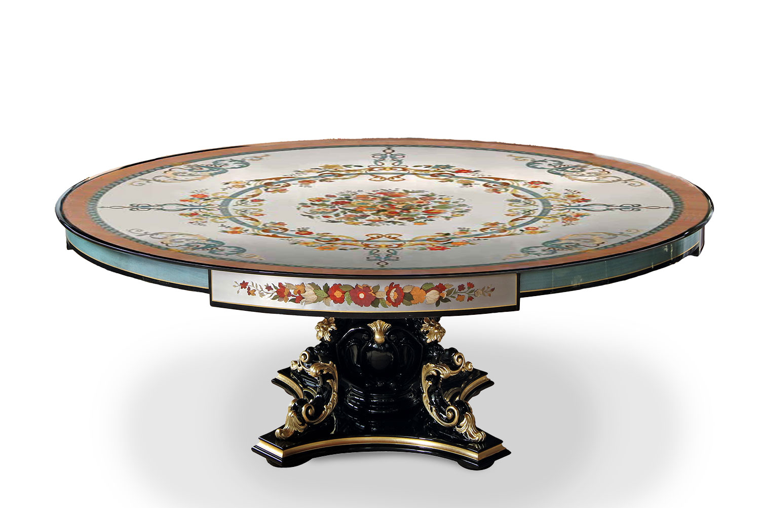 MN-822 Italian Intarsia Dining Table - Image 1